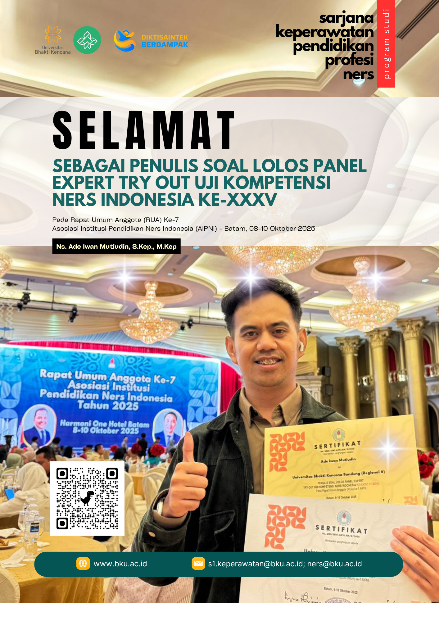 Dosen Program Studi Sarjana Keperawatan dan Profesi Ners  Bhakti Kencana University Lolos Sebagai Penulis Soal Panel Expert Try Out Uji Kompetensi Ners Indonesia Ke-XXXV